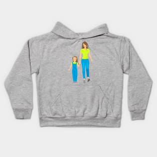 Mom holding kids hand Kids Hoodie